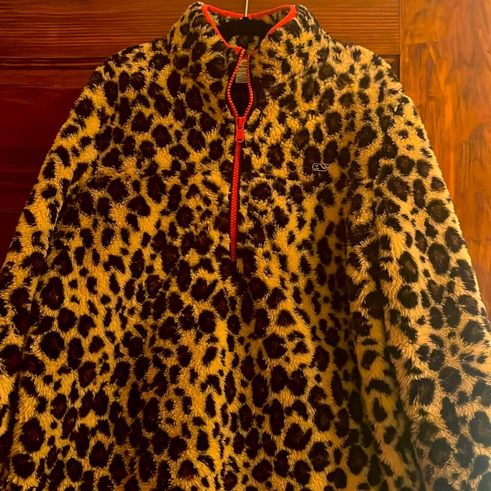 Vineyard Vines Fleece Pullover Leopard Print